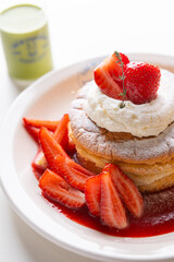 Pancakes with Berries and Matcha