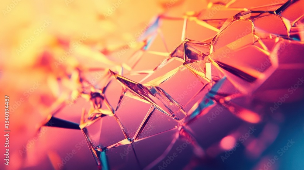 Poster abstract background with shattered and fractured surface in warm colors