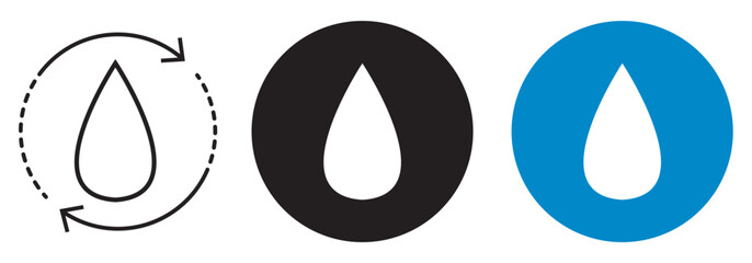 Water drop icon set, simple water droplet symbol, sign, vector illustration.