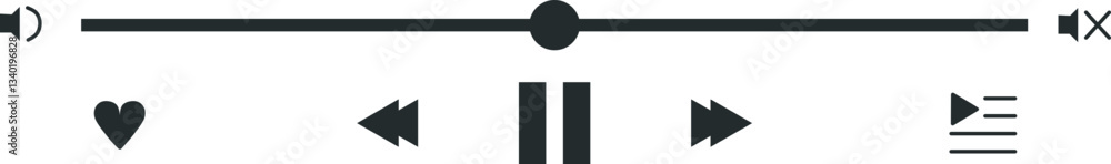 Poster music player interface element set