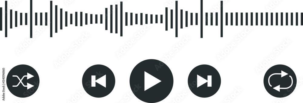 Poster music player interface element set