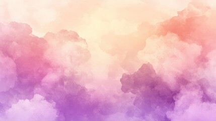 Soft Pastel Cloudscape Dreamy Pink Purple and Orange Watercolor Sky Background with Fluffy Clouds and Soft Hues for a Peaceful Scene or Wallpaper for Mobile or Desktop Screens. A Beautiful Airy Sky