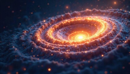 Fototapeta premium Glittery golden vortex swirling in a cosmic night sky, cosmic, glitter