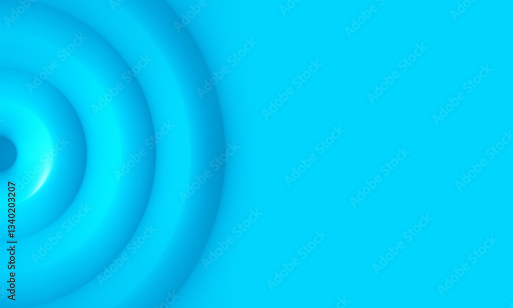 Poster abstract blue concentric circles background. 3d background with blue waves circles design for graphi