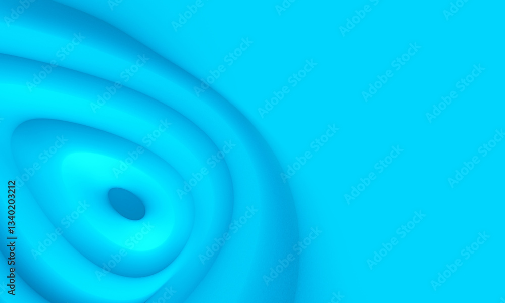Poster abstract blue concentric circles background. 3d background with blue waves circles design for graphi