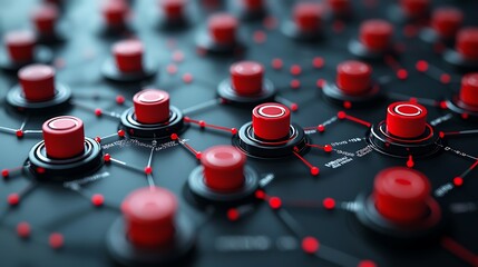 Network of interconnected red buttons.