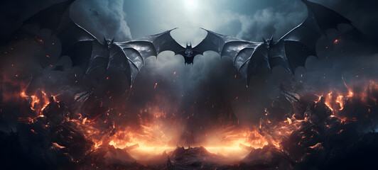 epic bat battle art, ai generative