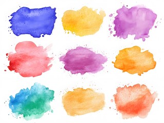 Watercolor Splashes  Colorful Abstract Background Set