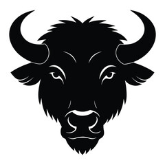 a bison head silhouette vector on white background.
