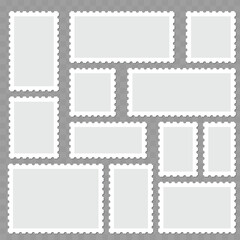 Collection of Blank Paper Stamps. Vector
