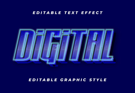 Blue Neon Futuristic Font Block Text Effect
