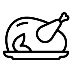 roasted turkey line icon