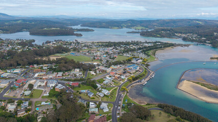 The New South Wales south coast  town of  Narooma and  Wagonga inlet.