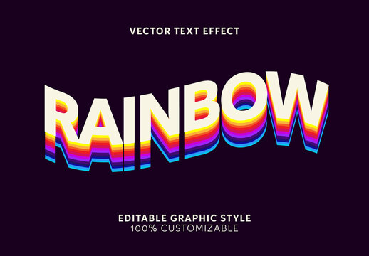 Rainbow 3D Bold Rainbow Fond Layered Waved Text Effect