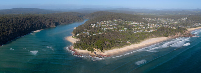 The New South Wales south coast  town of  Pambula and the Pambula river
