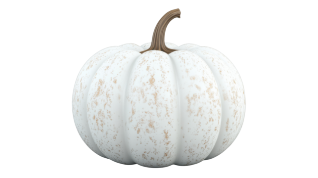 White pumpkin celebrating autumn harvest on transparent background