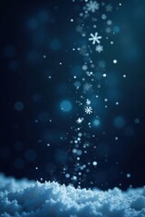 Obraz premium Delicate snowflakes gently falling on a dark canvas, winter, frozen