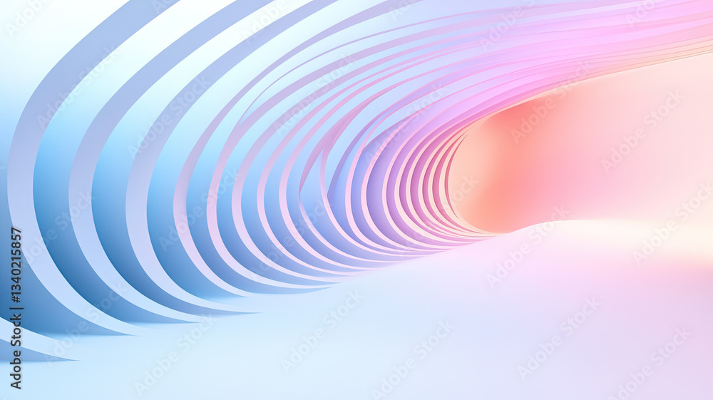 Aufkleber abstract pastel tunnel with curved lines and soft gradient hues