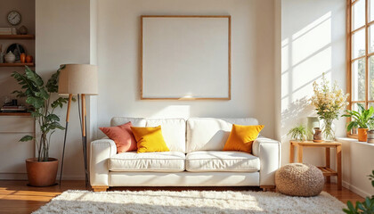 Fototapeta premium modern living room with fireplace