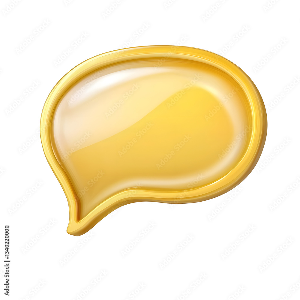 Poster a bright and vibrant yellow speech bubble with a bold minimalist and modern design perfectly cut out