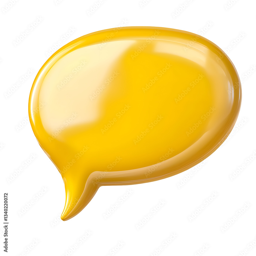 Fototapete vibrant yellow speech bubble with a glossy rounded design isolated on a transparent background for d