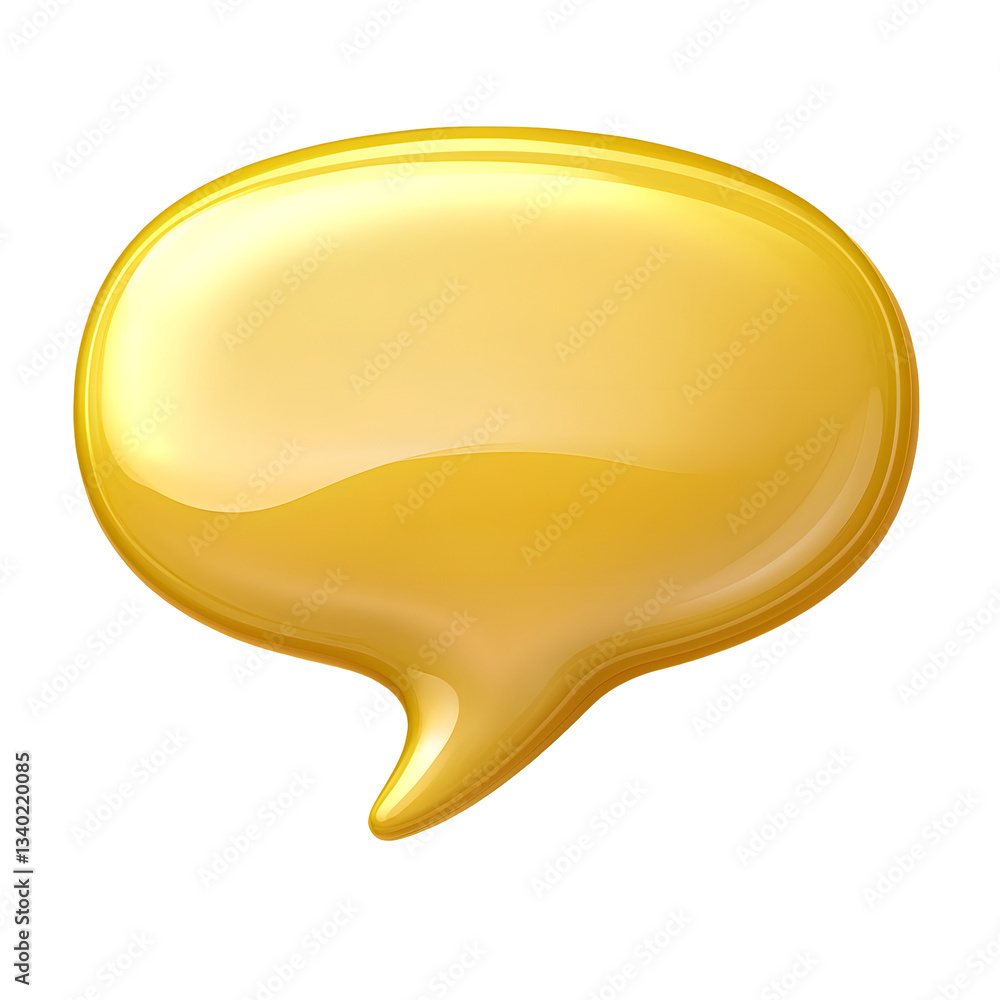 Leinwandbilder A simple yet eye catching yellow speech bubble with soft rounded curves floating against a transparent background offering a clean and modern graphic element
