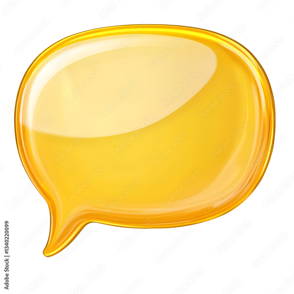 Aufkleber A simple minimalist yellow speech bubble with smooth rounded edges floating on a clean transparent background