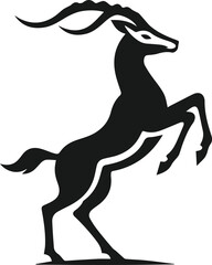 Antelope rearing up on hind legs silhouette vector