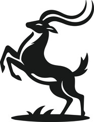 Vector image of an antelope rearing up on hind legs