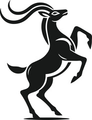 Silhouette of an antelope rearing up on hind legs