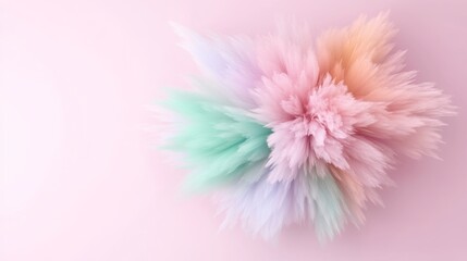 Pastel colored pampas grass arranged in a burst on a light pink background. Soft, delicate, and airy aesthetic.