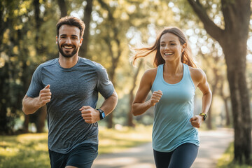 couple running in park