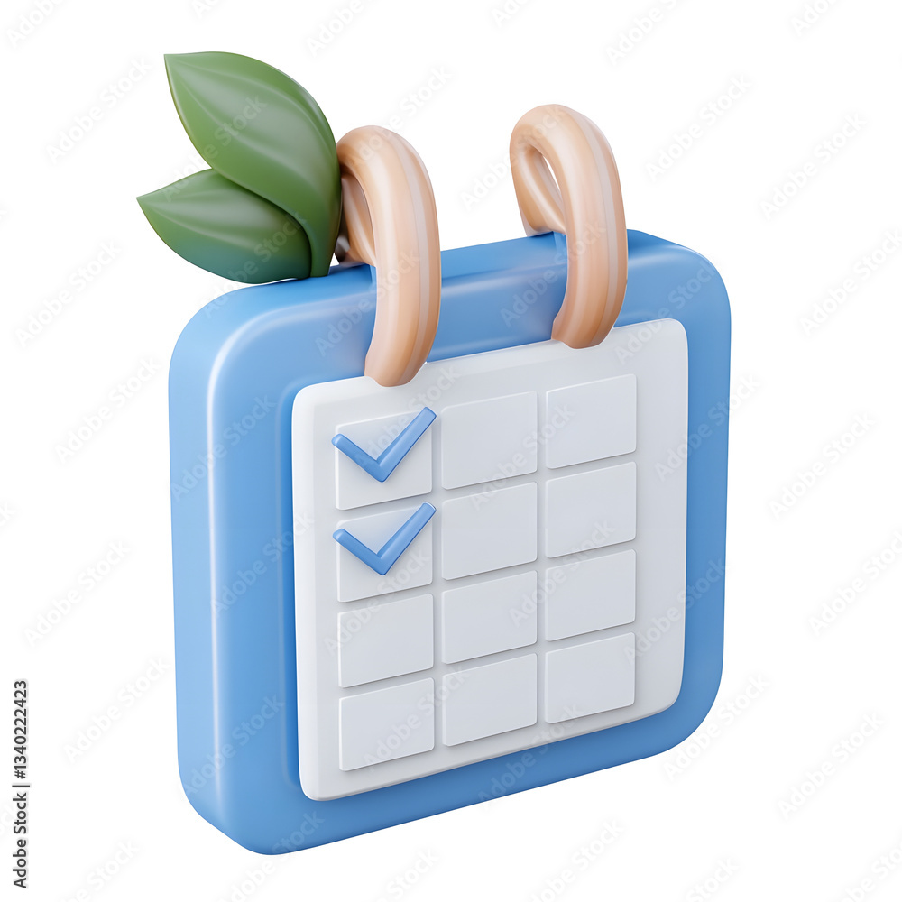 Poster A stylized 3D calendar application with a checklist icon designed to represent productivity organization and meeting deadlines