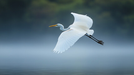  heron flying on a lake