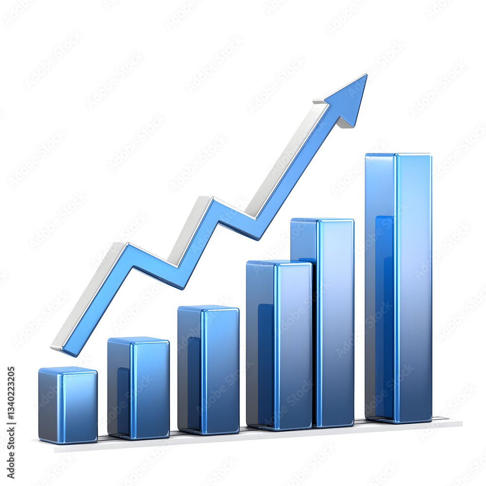 Leinwandbilder a 3d bar graph depicting an increasing trend in financial or business performance with an upward poi