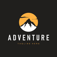 minimalist adventure design with simple mountain logo concept silhouette nature illustration template