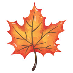 Yellow leaf illustration vector, autumn leaves clip art, autumn maple leaf clip art, hand drawn watercolor painting style
