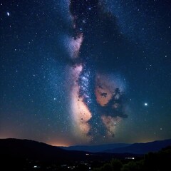 Fototapeta premium Close-up of starry night sky over American land, freedom, landscape