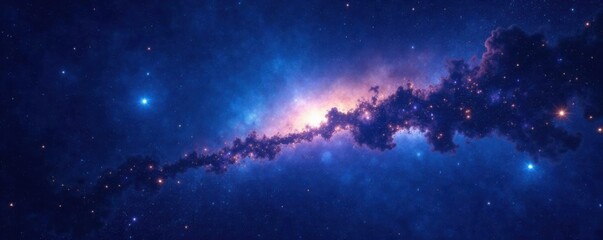 Celestial scene with stars and galaxy in dark blue sky, background, celestial, night