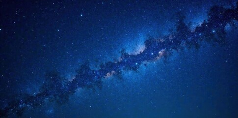 Obraz premium Celestial night sky with stars and galaxy in deep blue background, stars, darkness