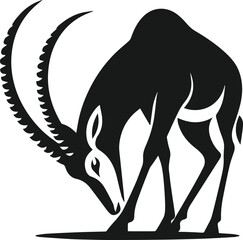vector illustration of an antelope bowing its head and preparing to strike