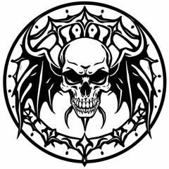 Obraz premium Gothic Style Monochromatic Vector Art Vinyl Sticker Design on White Background