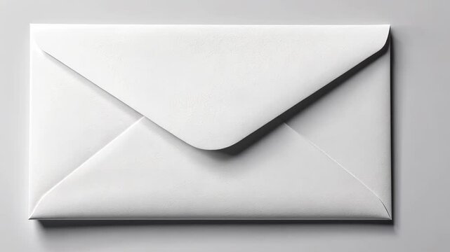 White envelope placed on a smooth surface, symbolizing communication and correspondence in a minimalist style