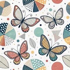 Seamless Butterfly Patterns Abstract Design Creative Artwork Vibrant Colors Aesthetic Appeal
