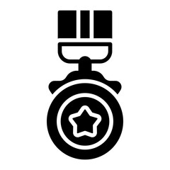Medal glyph icon with detailed edges for distinction and prestige