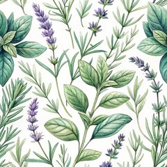 Serene Herbal Arrangement in a Botanical Garden Illustration of Natural Aesthetics