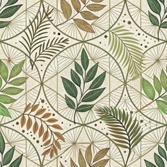 Nature-Inspired Digital Art Aesthetic Leaf Patterns in Green and Earthy Hues