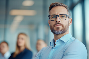 Fototapeta premium Professional man with glasses in office setting