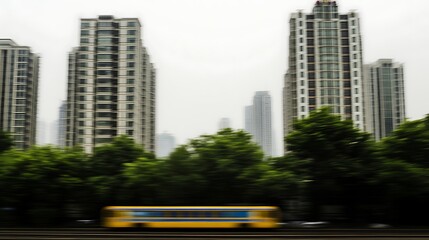 Fototapeta premium Blurred City Tram for Rapid Transit, China.