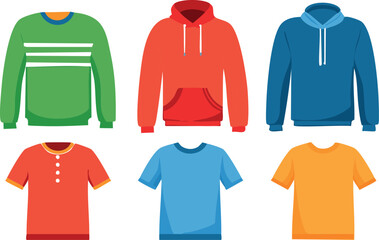 vector illustration of colorful t shirts